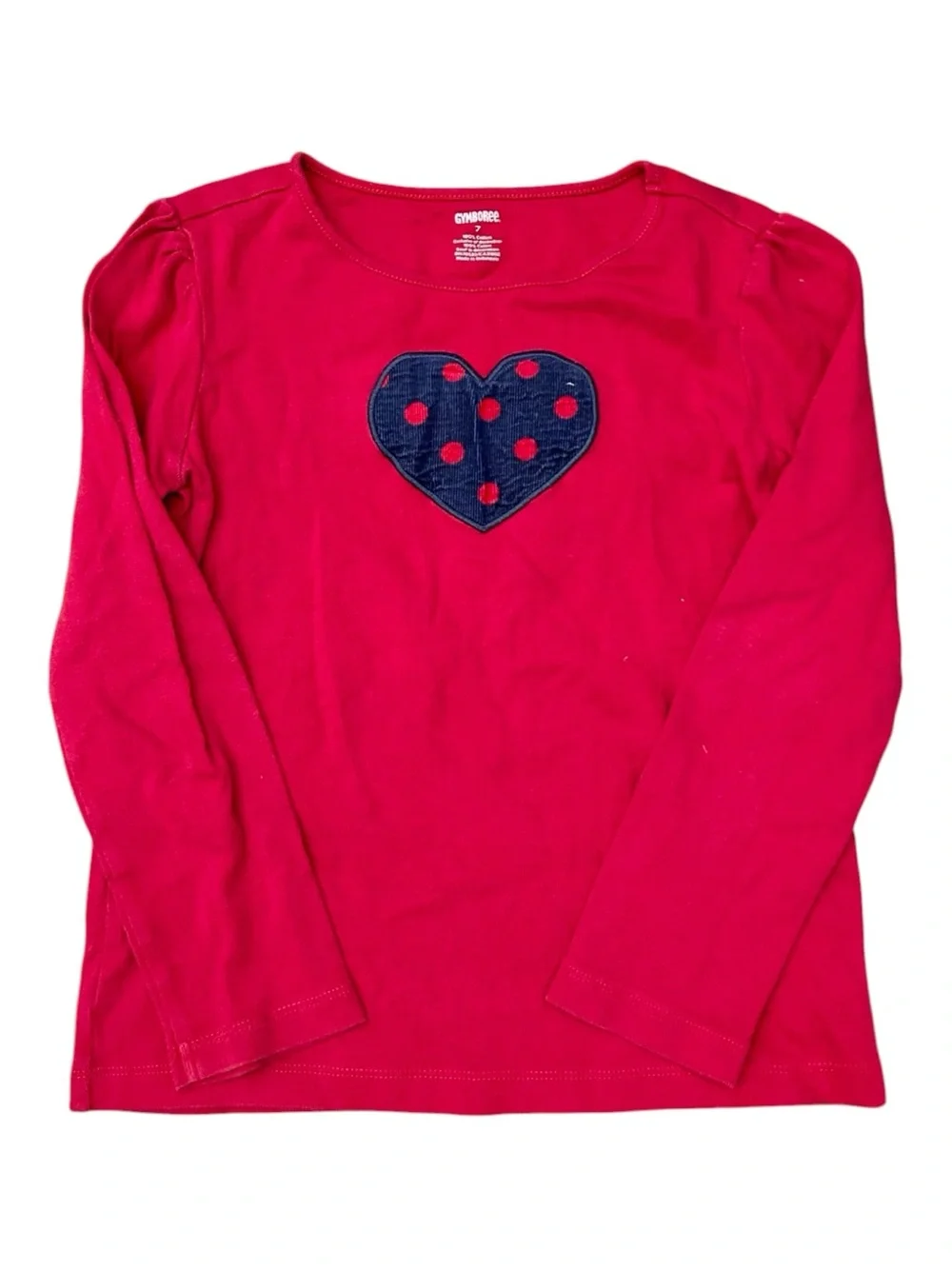 Gymboree 100% Cotton‎ Y2K Corduroy Polka Dot Heart Red Long Sleeve Size 7